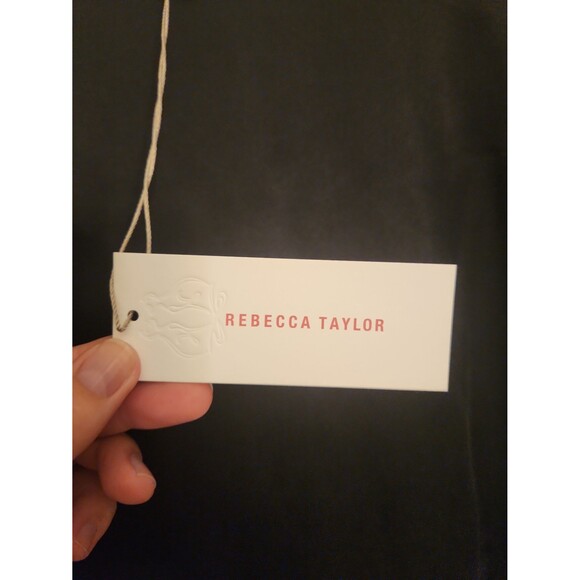 Rebecca Taylor "Nailhead" Black Rhinestone Sleeve Silk Shortsleeve Top Sz 4 NWT - Picture 5 of 10